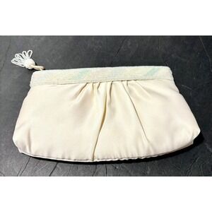 ADG Vintage Clutch With Iridescent Bead Stripe And Tassel Fabric Formal Romance